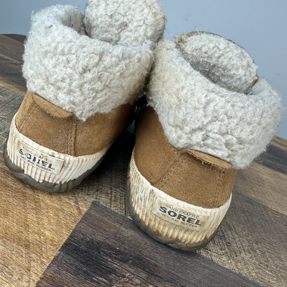 Sorel Waterproof Brown Suede Fur Trim Lace Up Winter Boots Women's Size 5 - Picture 4 of 8